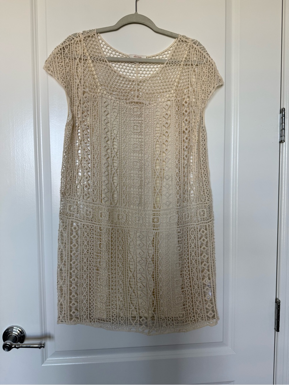 Ella Moss Beige Crochet Shift Dress